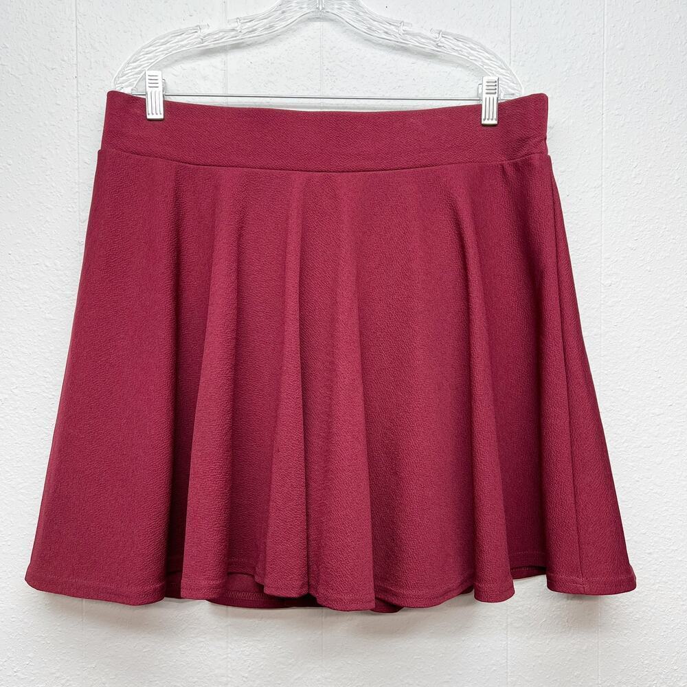 DJT Circle Mini Skirt/Skort Womens 3XL Burgundy Mid Rise Party Event Date Night
